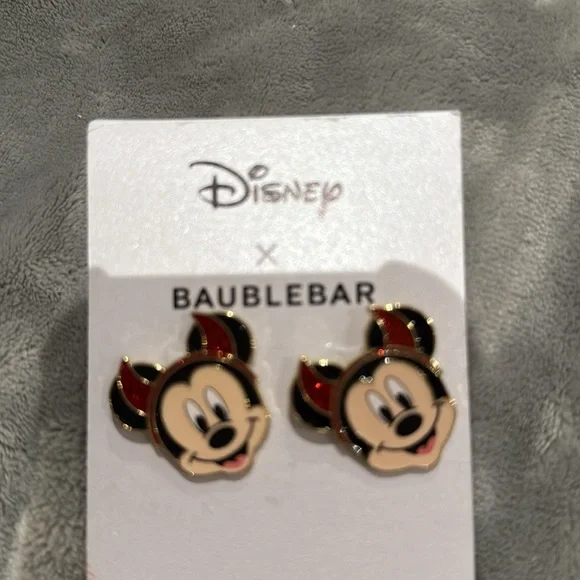 Mickey Mouse Disney Baublebar Halloween Devil Stud Earrings Red Enamel - Picture 3 of 3